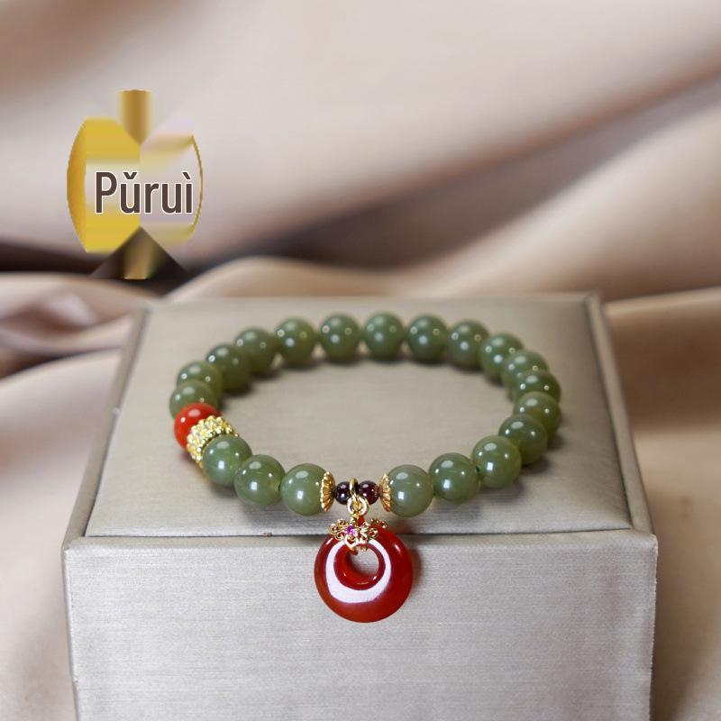 Ice Blue Hetian Jade Bracelet for Women - Elegant Bead String Jewelry, 2024 New Style