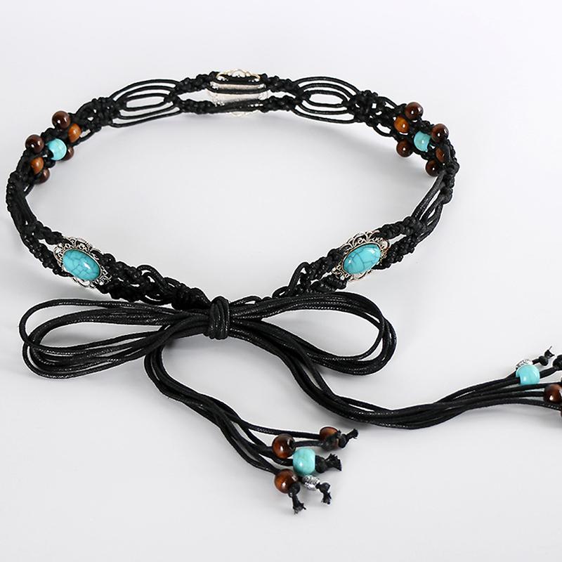 Rochie Retro Țesută Stil Boem Lanț de Talie Pentru Femei Curea Trendy cu Ciucuri Pantaloni cu Ciucuri Versatil Accesoriu Curea din Frânghie