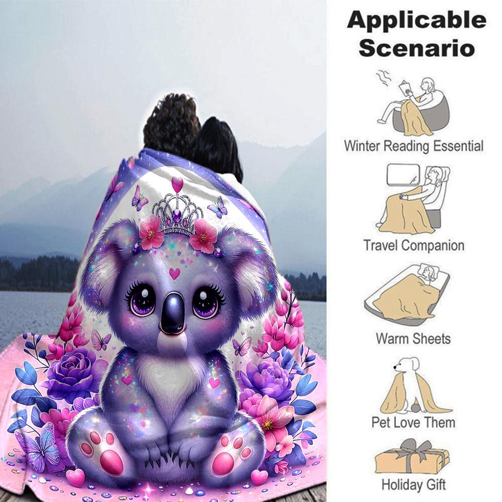 1pc Koala Princess blanket Lightweight Flannel Throw for Sofa Bed Travel Camping Livingroom Office Couch Chair