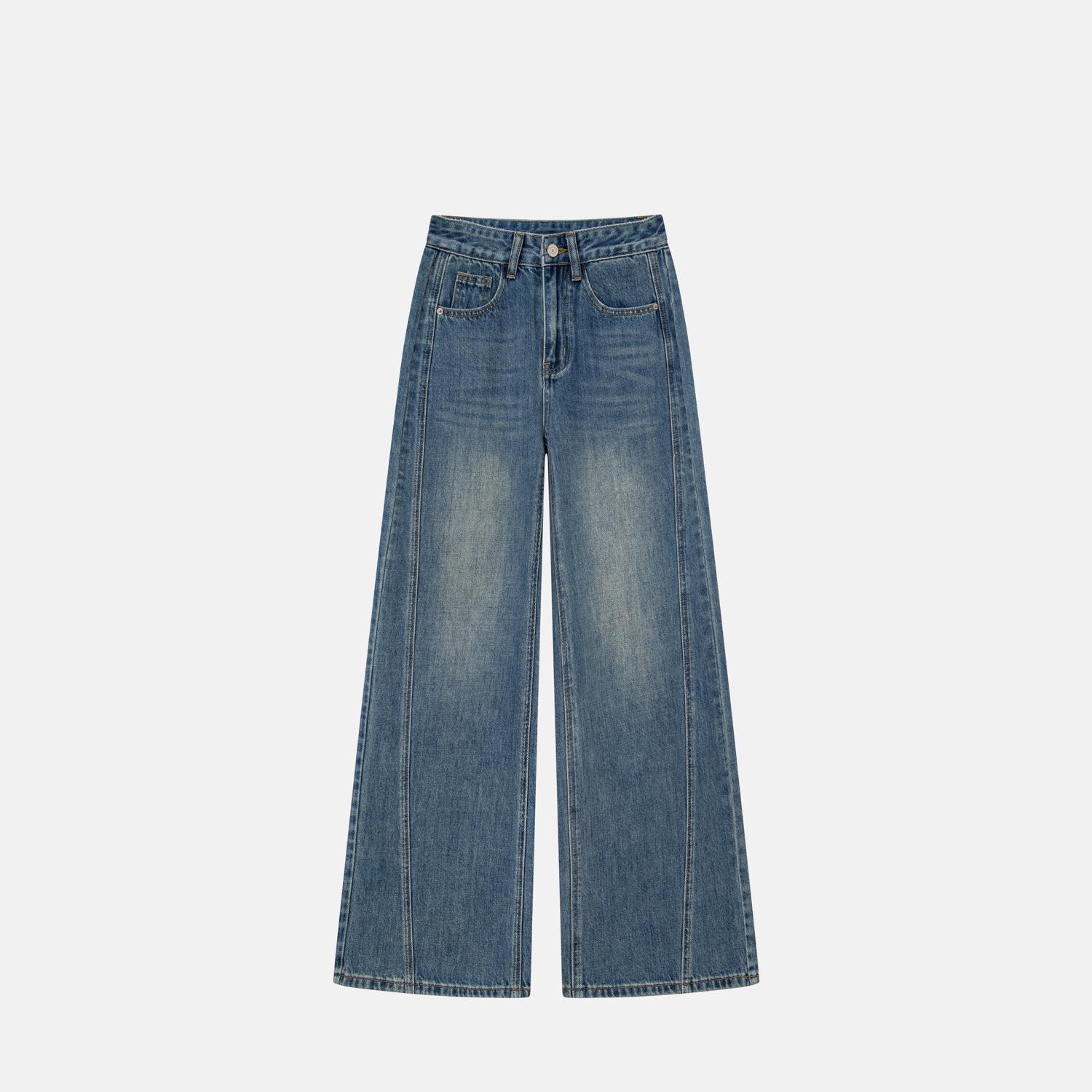

2026 Spring High Waist Women s Wide-Leg Jeans: Loose Slimming Straight-Leg Denim Pants M [120-135 lbs]