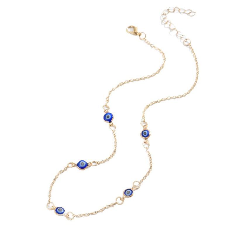 Women Minimalist Blue Evil Eye Chain Necklace Fashion Versatile Jewelry