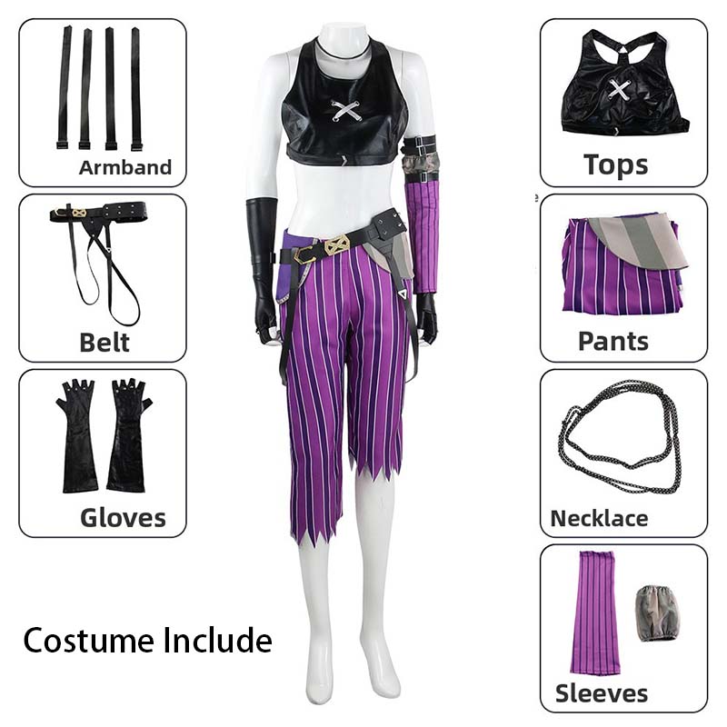 

Костюм для косплея Джинкс Игра Аркан Женские наряды Джинкс для Хэллоуин-вечеринки Комик-Кона Jinxx Cospay XS