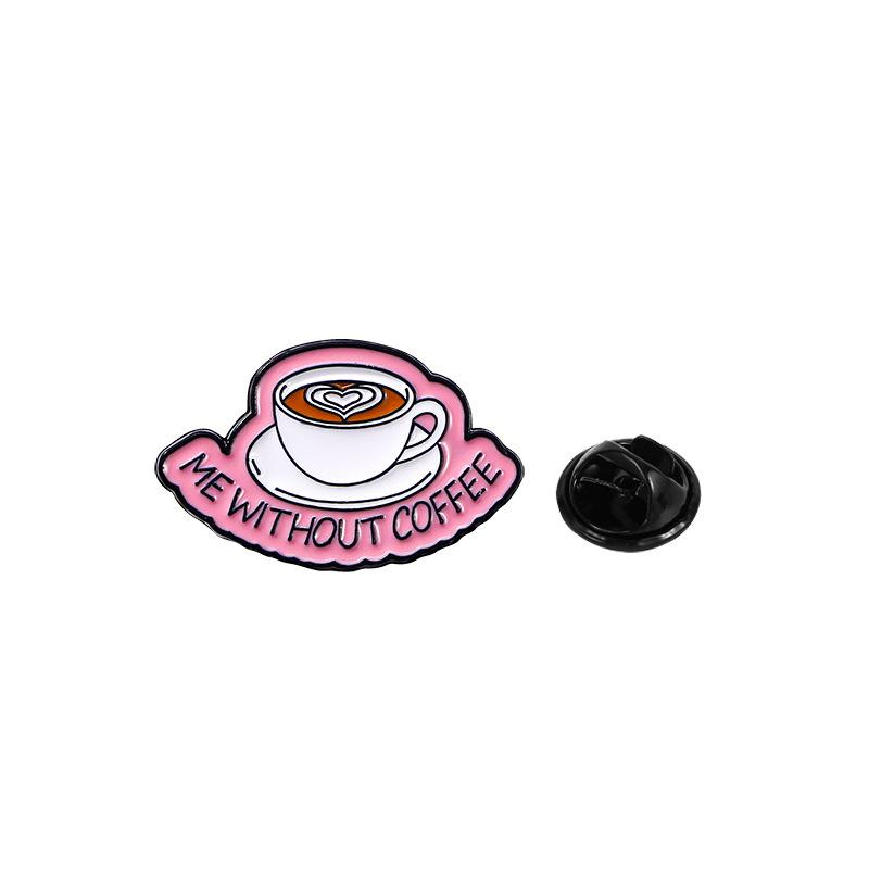 Alloy letter series brooch, personality trend I need coffee English slogan cartoon badge