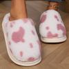 Fashion Mix Color Spotted Cotton Slippers Women Comfort Faux Fur Plush Slippers for Woman Indoor Round Toe Non Slip Fur Slides Ladies