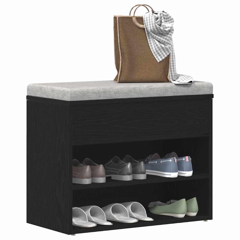 Shoe Bench Black Oak Effect 60 x 30 x 45 cm Particleboard