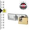 Master Lock Pack including Door Hinged Hasp and Rectangular Keyed Padlock