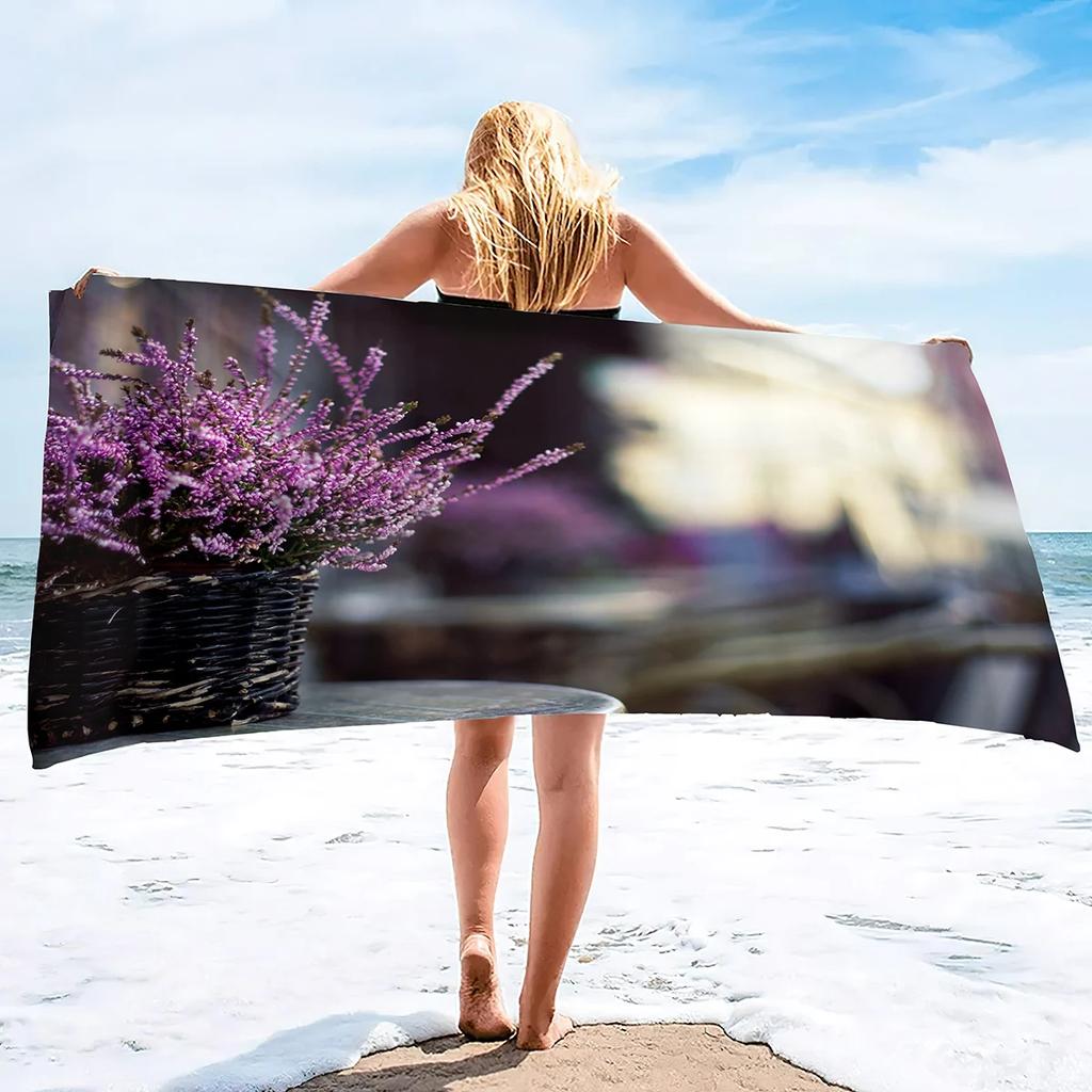 Charming Lavender Field Print Beach Towel - Soft MicrofiberPool & Spa - Perfect Gift for Nature Lovers and Outdoor Enthusiasts