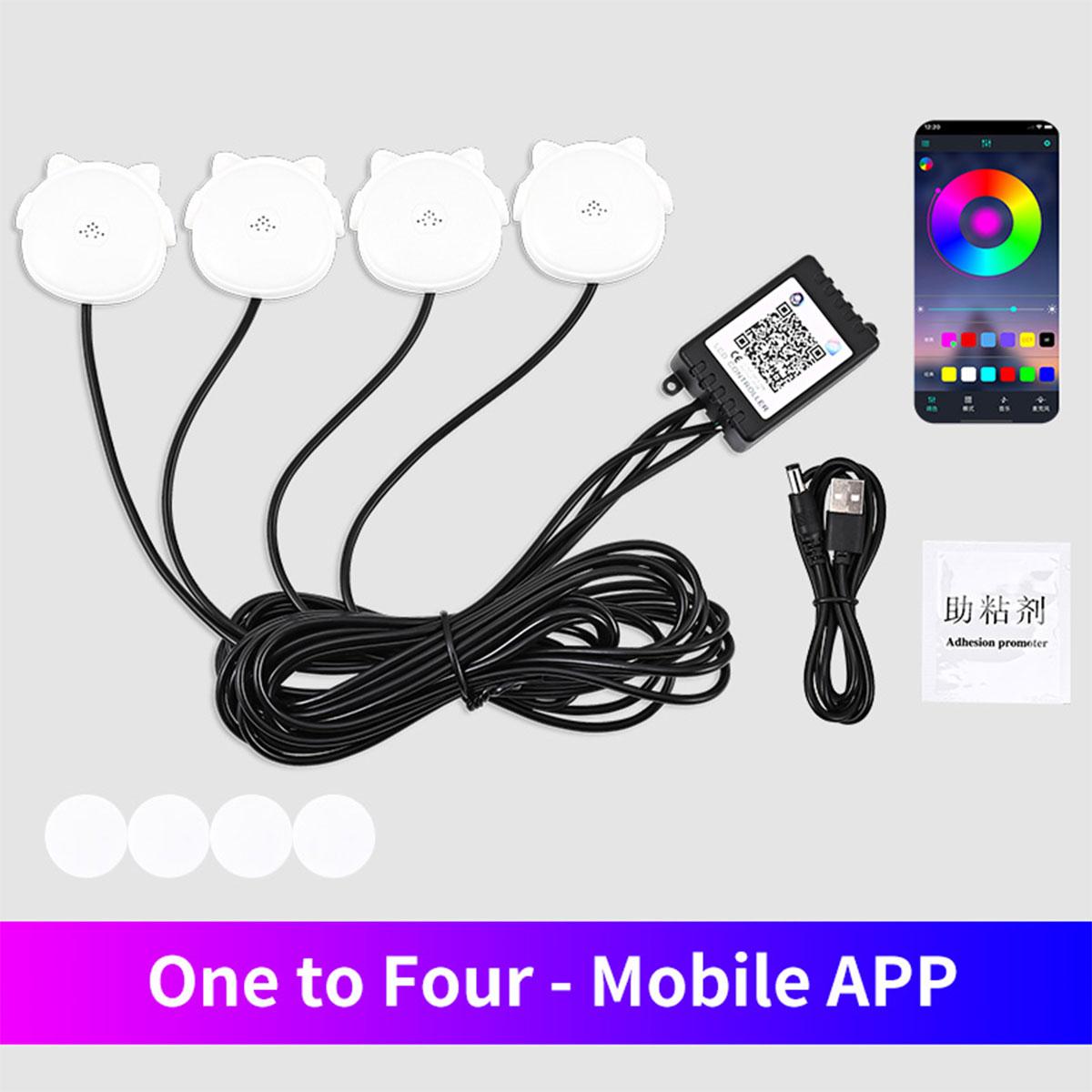 

4 в 1 Panda Style RGB Moto Декоративная лампа Лента Приложение Голосовое управление LED Мотоцикл Автомобиль Атмосфера Подсветка для ног Музыка Сценические режимы