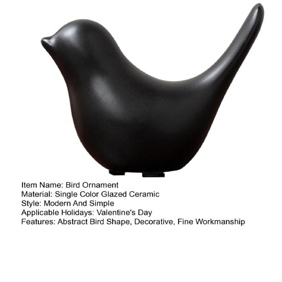 Ceramic Abstract Black Bird Statue Sculpture White Golden Bird Figurine Modern Home Office Living Room Tabletop