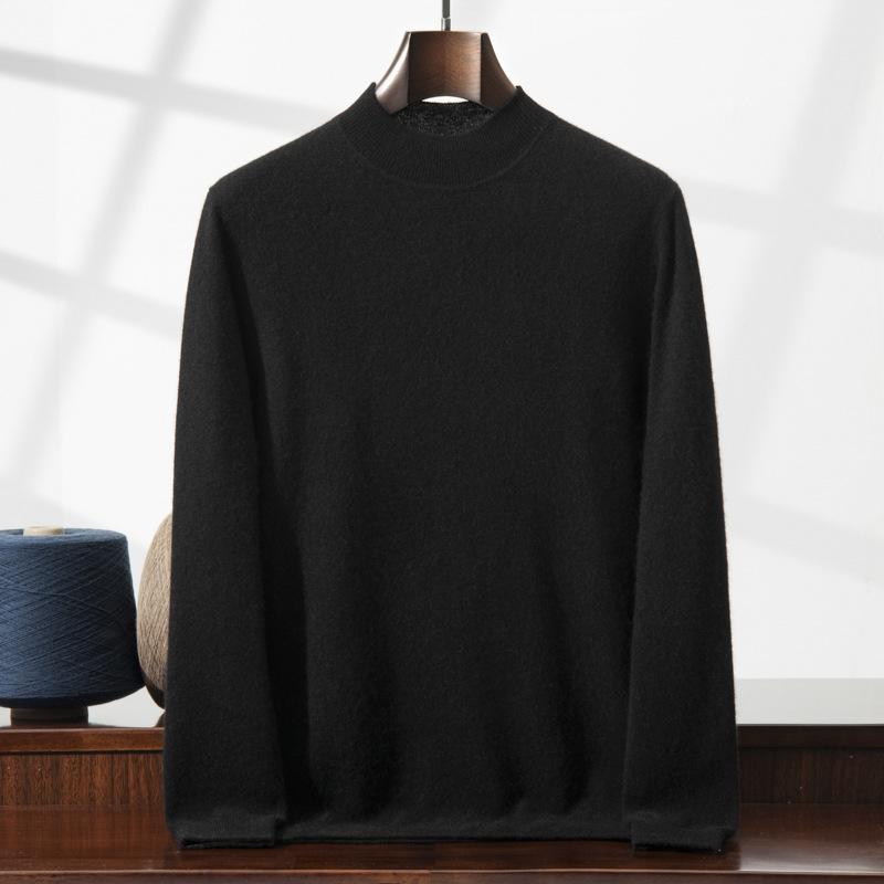 New cashmere sweater men's semi-turtleneck pullover thickened sweater loose and versatile solid color cashmere knitting