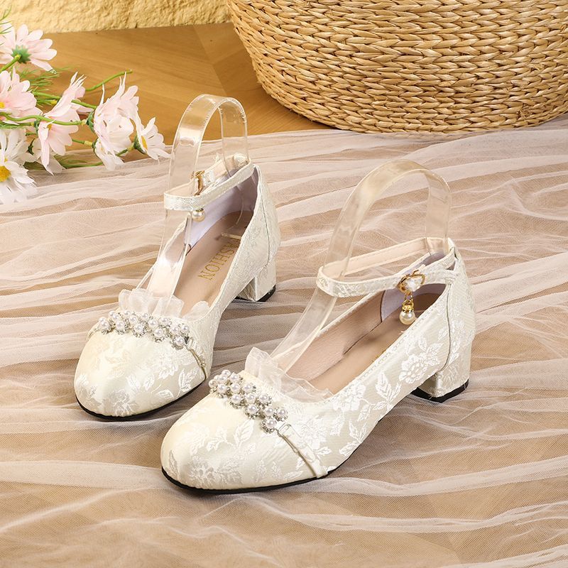 

С платьем-лошадью чонсам туфли на высоком толстом каблуке супер фея Мэри Джейн маленькие кожаные туфли ханьфу старинная женская обувь 40