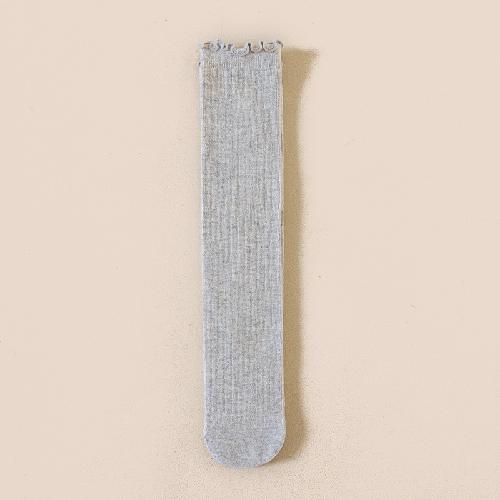 Autumn Children's Wooden Ear Long Tube Pile Socks Calf Socks Autumn and Winter Solid Color Vertical Over-the-knee Socks