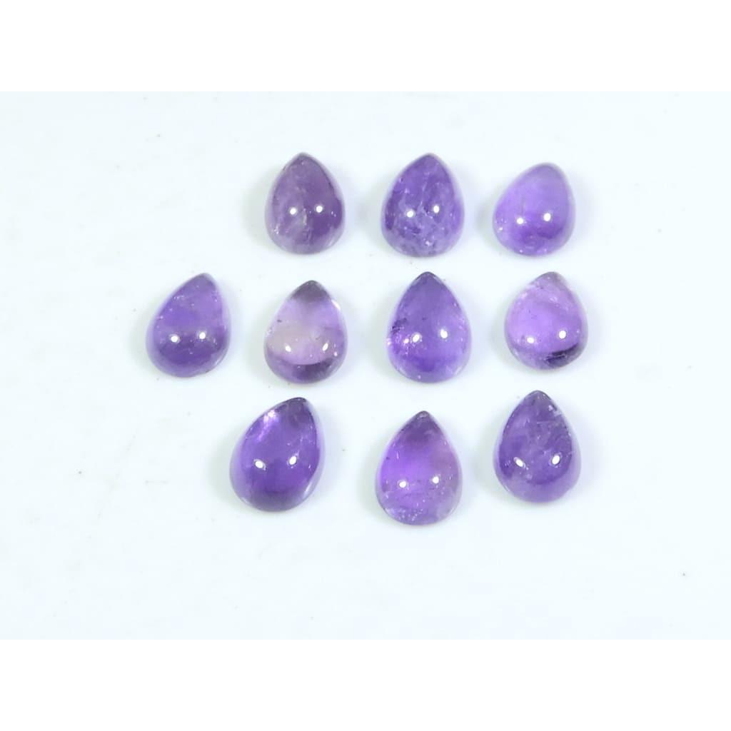 7X10MM Natural Amethst Ring Size Pear Cabochon Loose Gemstone 10Pcs Lot21Cts A-464