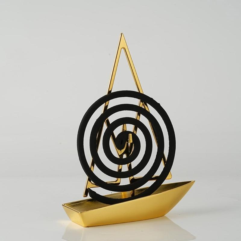Sailing Shape Insect Coil Holder Metal Coil Incenses Burners Hanging Incenses Holder Rack for Home and Office Desktop