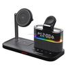 New Desk Stand Magnetic Wireless Charger Fast Wireless Charging 15W Output Type-C Port LED Colorful Lights Digital Display Clock