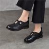 Johnature Retro Versatile Loafers Round Toe Genuine Leather Women's Low Heel Shoes