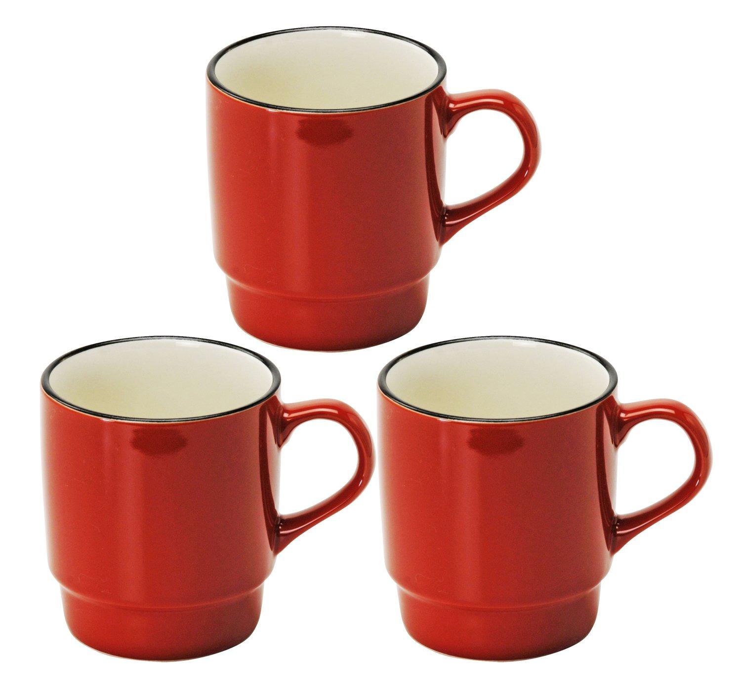 

Mino Ware Stackable Mug Cup Red Set of 3 Diameter 8.2 x Height 9.3cm Pottery Microwave Dishwasher Safe Made in Japan 143169(3)