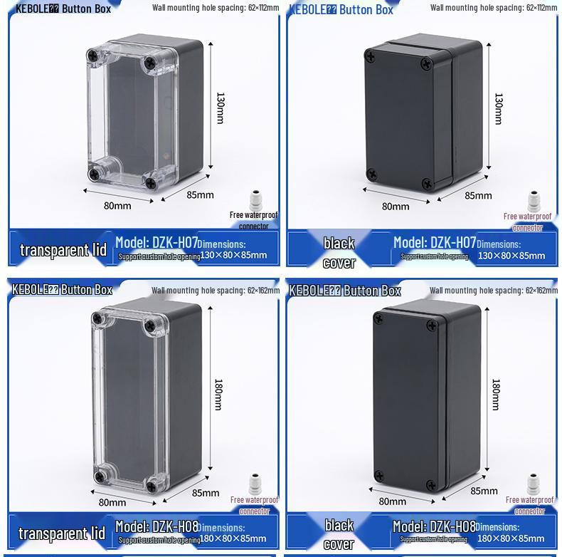Transparent Waterproof ABS Plastic Junction Box for Indoor/Outdoor Power Supply & Monitor