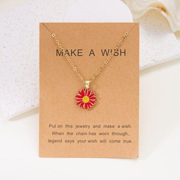 שרשרת תליון פרח סאקורה אלגנטי קוריאני לנשים שרשרת עצם הבריח אסתטית אופנתית דייזי תכשיטי מסיבה לילדות מתנה