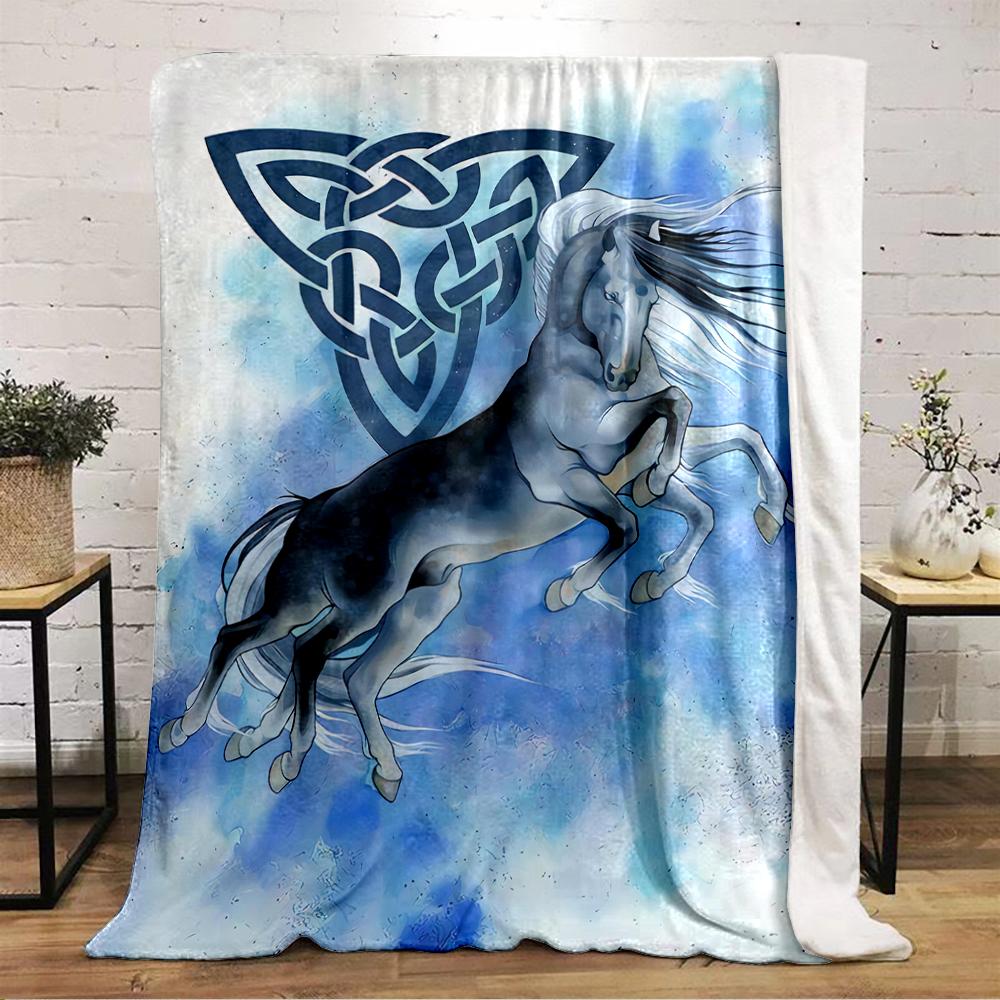 Mystical Celtic Horse Design Blanket Flannel blanket for bedroom, living room, sofa, and nap sofas.