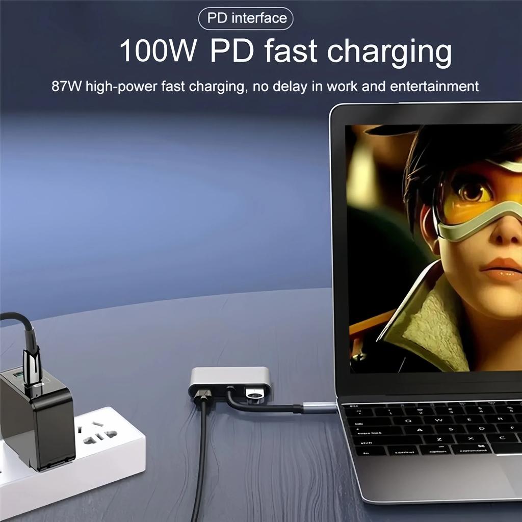4-in-1 USB C Docking Station Dual HDMI 4K@60Hz Adapter USB 3.0 HUB Type C To HDMI USB C Splitter Adapter OTG For Laptop Macbook