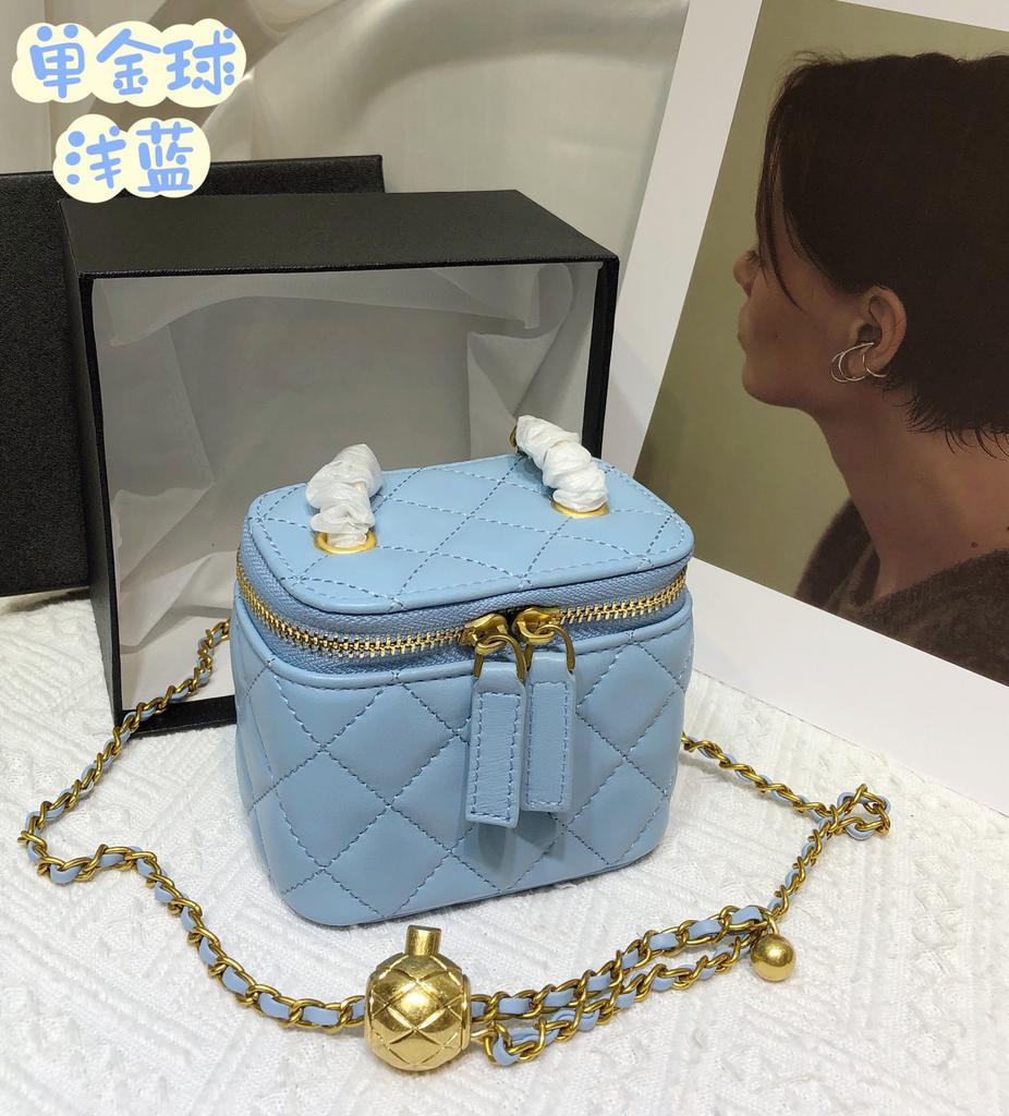 Rhombus chain bag 2024 new sheepskin box bag genuine leather women's bag mini lipstick bag shoulder messenger bag