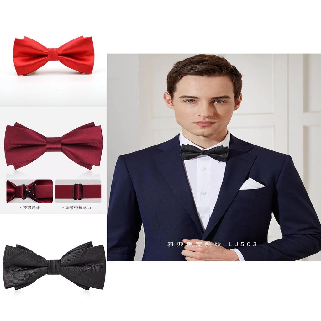 Classic Black Satin Bow Tie For Groomsmen Wedding Formal Attire Men Women