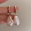 French Baroque Pearl Drop Earrings for Women - Fashionable Mosquito Coil Ear Clips