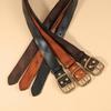 Men's Retro Vegetable Tanned Leather Belt with Copper Buckle