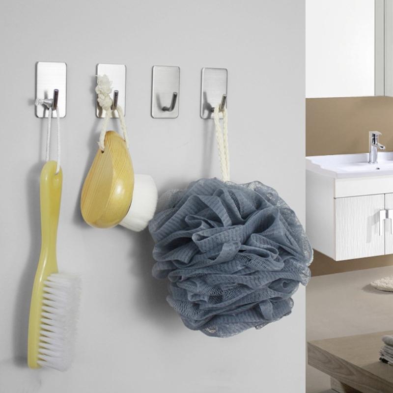 High Capacity Adhesive Holders for Bathroom Kitchen Rustproof Stainless Steel Wall Hangers Towel Organizers
