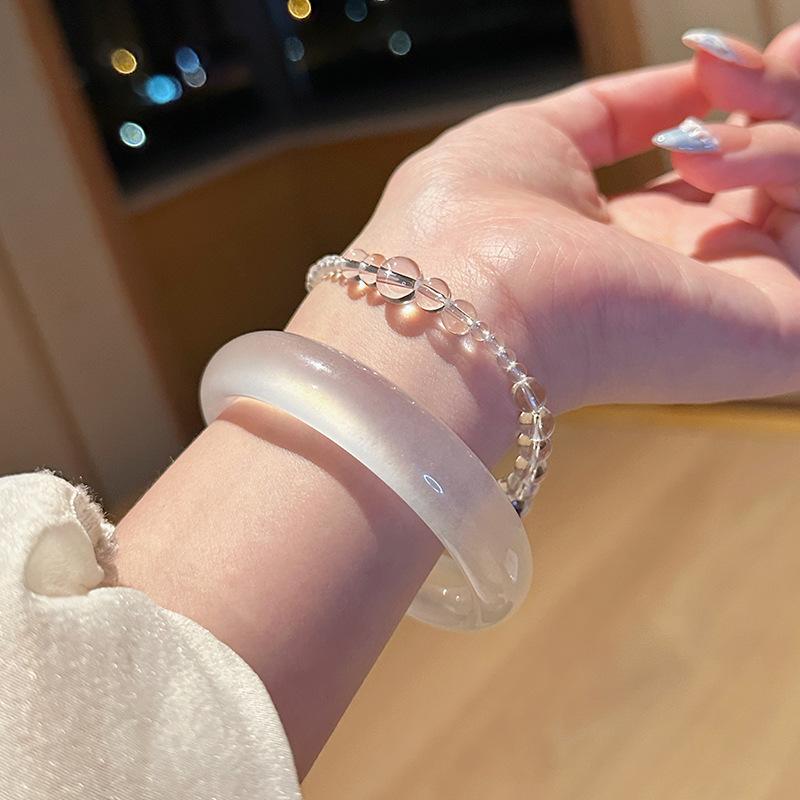 

Handmade Let me shine - Zhao Lusi s same style gradient white crystal natural necklace for women Gradient white crystal br