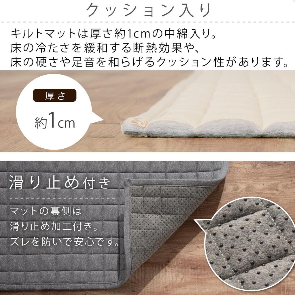 Bon Furniture Kitchen Quilted Fluffy and Navy Mat, Washable, Rug, Stylish, 45x180cm,