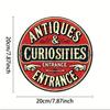 Vintage Style Round Aluminum "Antique Entrance" Sign - Perfect for Home, Bar, Cafe and Garage Decor, 8x8 Inch