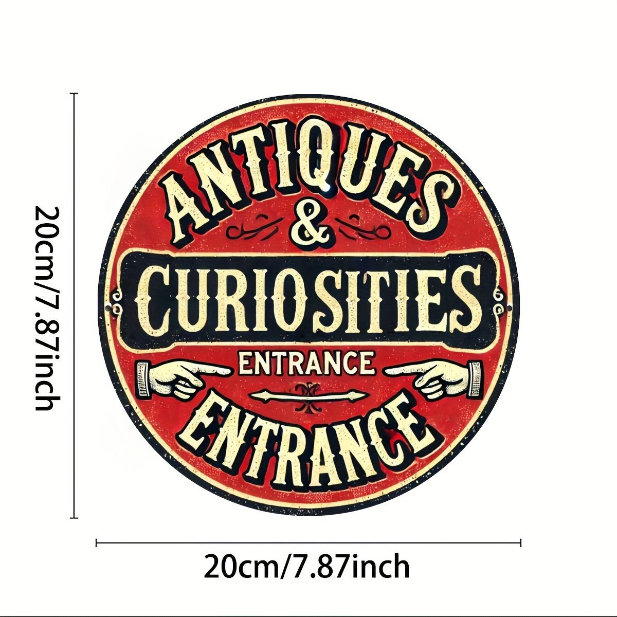 

Круглая алюминиевая табличка в винтажном стиле Антикварный вход - Идеально для декора дома, бара, кафе и гаража, 8x8 дюймов чёрный