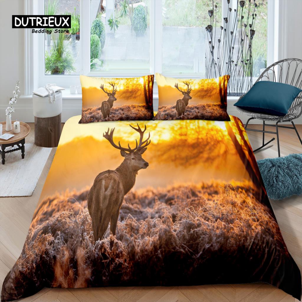 Comforter Home Living Luxury 3D Stag Bedding Set Kids Bedding Set Queen And King Eu/Us/Au/Uk Size