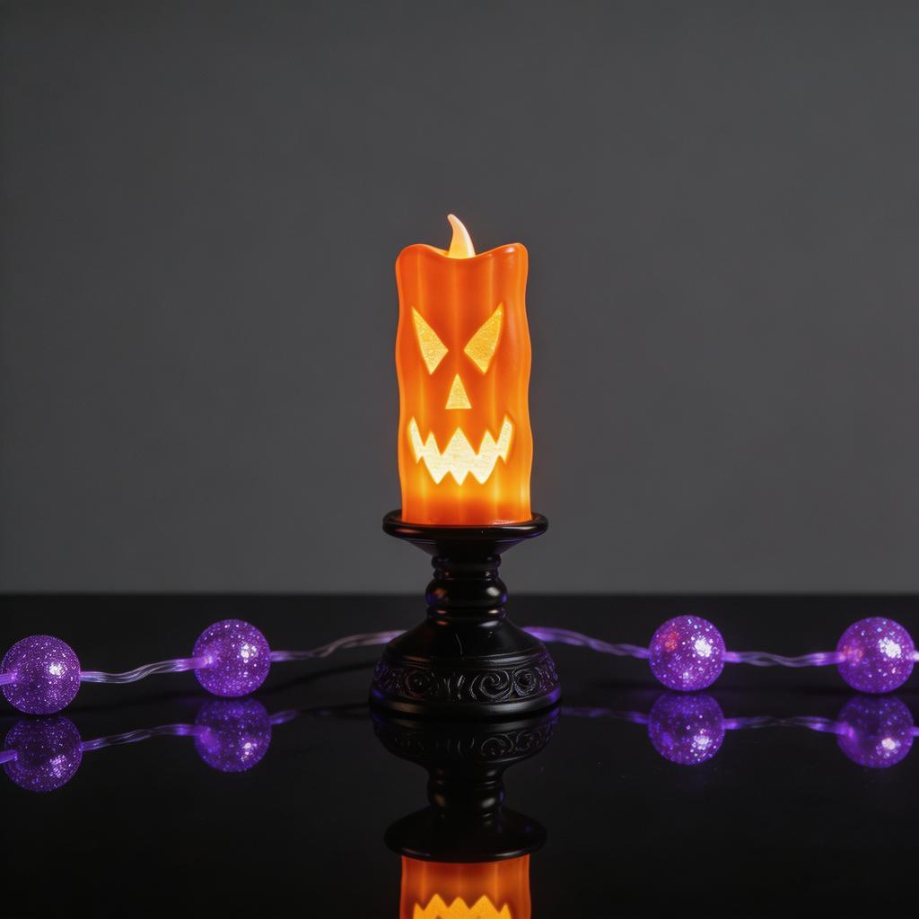 Halloween Pumpkin LED Candle Flameless Tabletop Decor for Home Party and Holiday