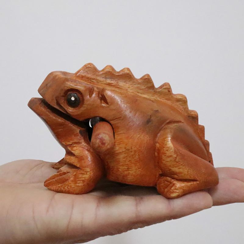 1Pc Thailand Frog Wood Carving Ornaments Hand-Carved Toad Creative Vocal Toys Solid Wood Toad Craft Scenic Souvenirs