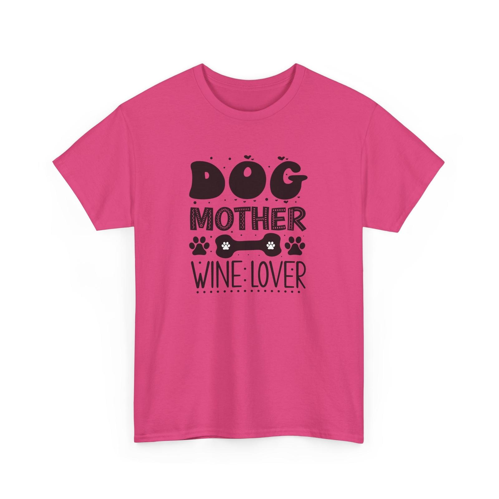 Dog Mother Wine Lover T-Shirt – Cute Puppy Lover Paw Print Graphic Tee S