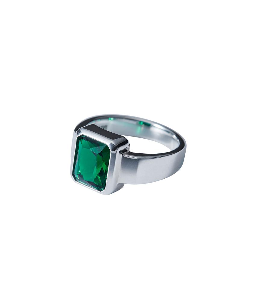 Sting925 Green Emerald Cut Ring