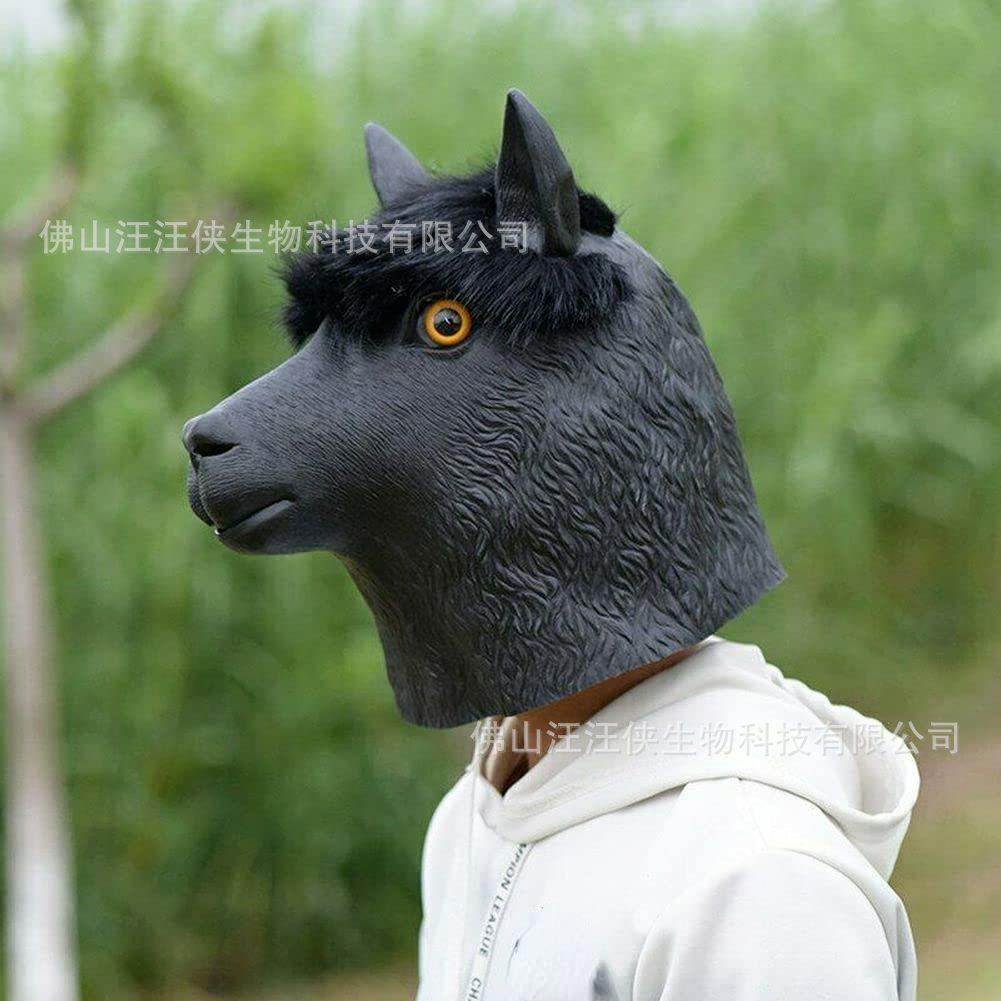 Halloween funny alpaca mask party performance animal prop Venice carnival cute headgear