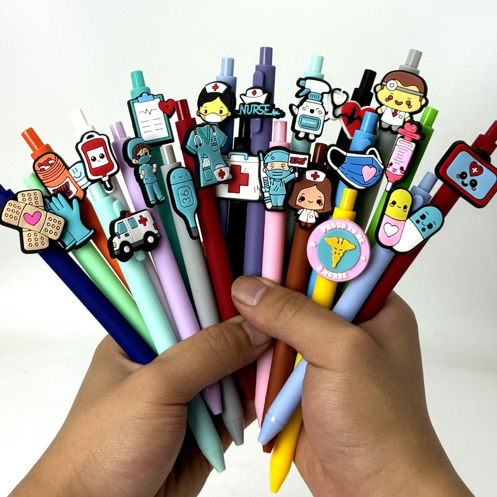 10Pcs Multiple Colors Series Medical Pens, Quick-Dry Plastic Ballpoint Pens with Medium Tip, Suitable for Nurses and Healthcare Professionals, Retrac