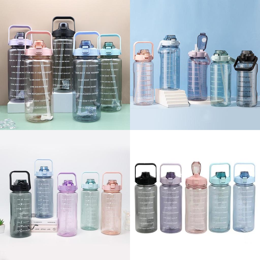 Elegant And Simple 2l Pc Material Water Bottle With Straw Perfect For Hydration On-the-go
