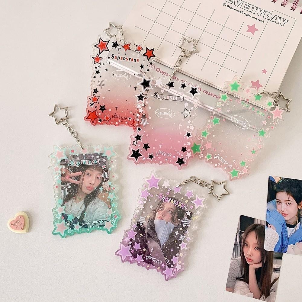 New 3 Inch Glitter Acrylic Photocard Holder Scratch-Resistant Transparent Star Photo Holder Idol Photo Sleeves