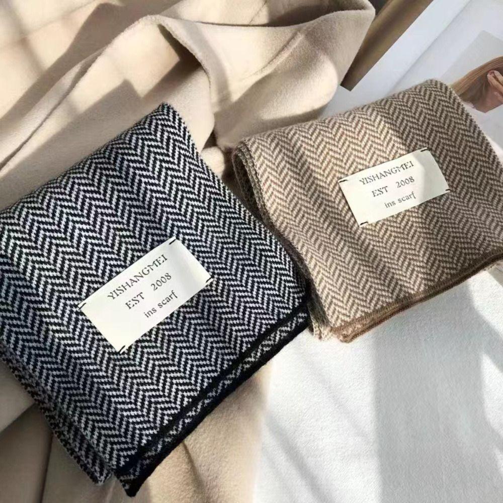 Keep Warm Knitted Scarf Stripe Pattern Long Scarf New Warm Scarves  Ladies