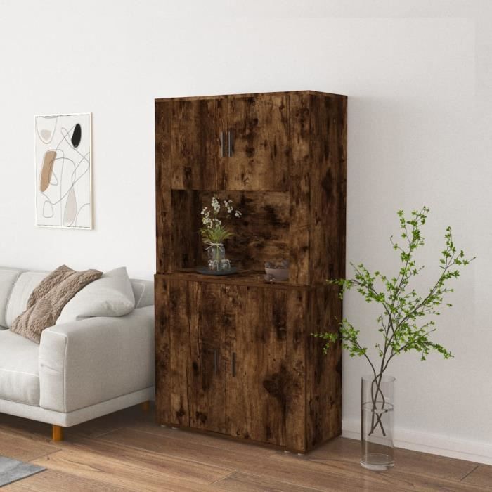 VidaXL Buffet haut Chêne fumé Bois d'ingénierie 3185356