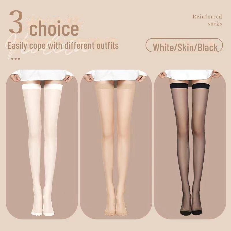 Ultra-Thin Core-Spun Silk Over-the-Knee Stockings: Anti-Snag Flesh-Colored Thigh-High Concealer Socks for Women.