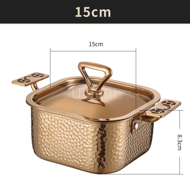 304 Stainless Steel Small Hot Pot One Person, One Pot for Household and Commercial Use Square Personal Hot Pot Chafing Dish