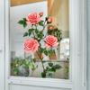 Romantic Pink Rose Window Stickers, Self-adhesive Waterproof Glass Stickers, Home Decoration Wall Stickers