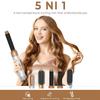 5 In 1 Hair Dryer Comb Set Professional Hot Air Styler For Hair Curling Straightening And Volumizing At Home