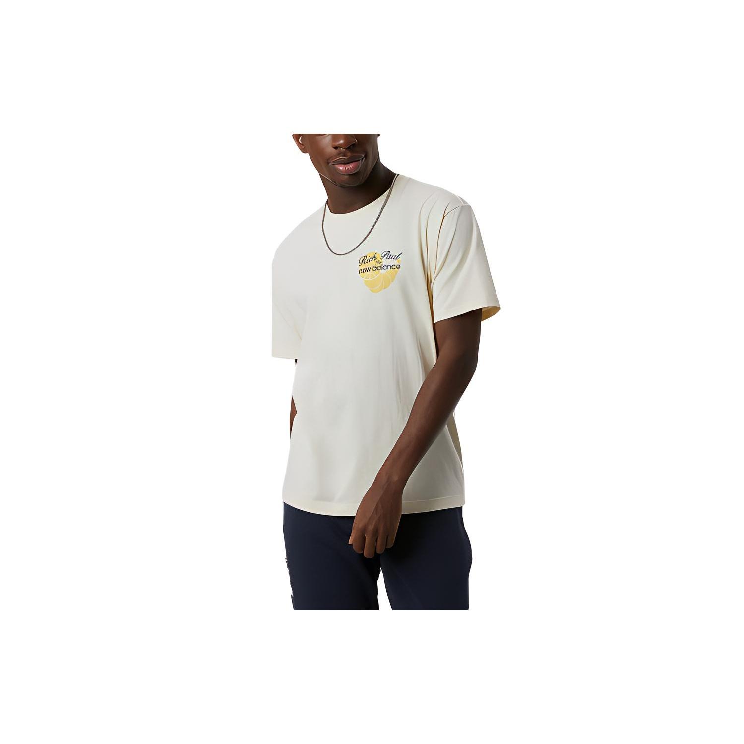 New Balance Men s New Balance x Rich Paul Crossover Logo Printing Round Neck Pullover Short Sleeve Creamy White MT13923-MCU M